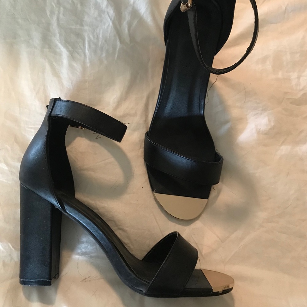Black heels gold accent